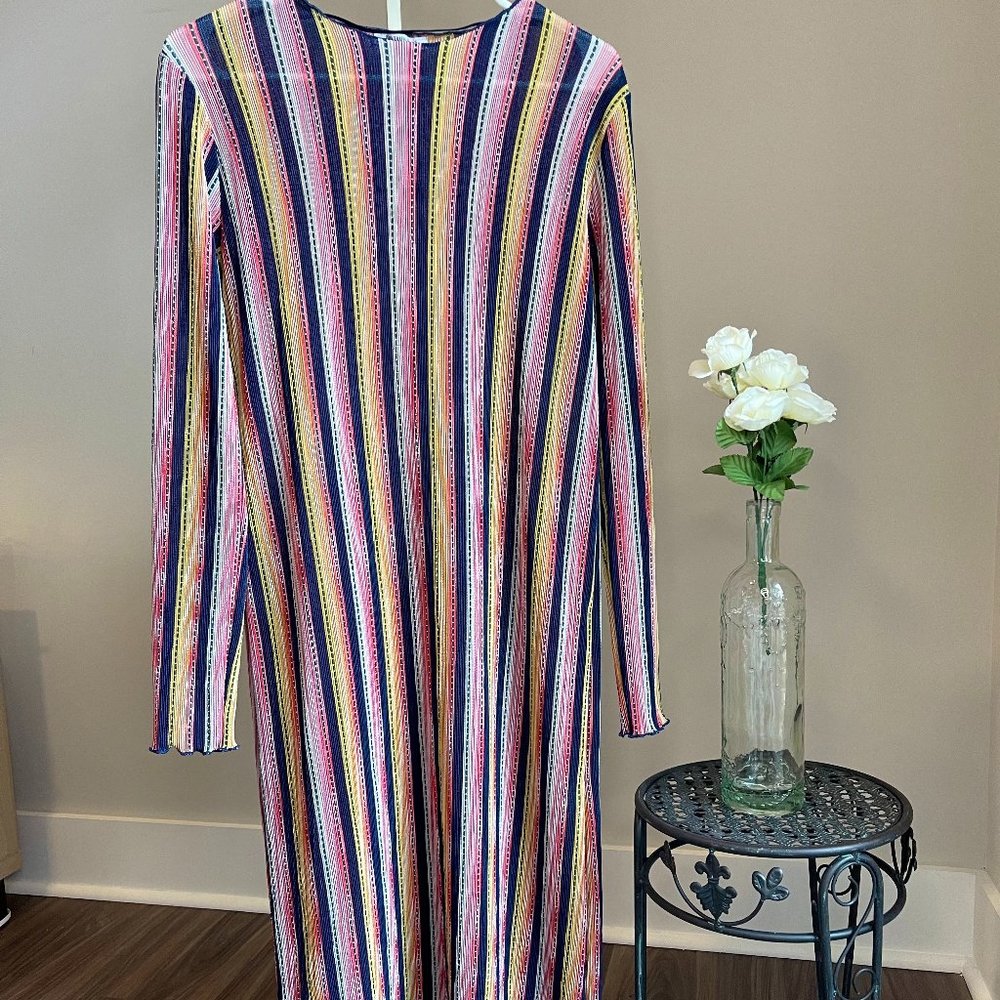 Zara Trafaluc Striped Multicolor Midi Dress Shirt